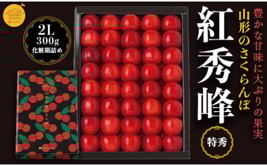 【山形の極み】贈答用 山形県産 さくらんぼ 紅秀峰 300g 特秀 2L 化粧箱詰め 2025年6月下旬から順次発送 F2Y-5184