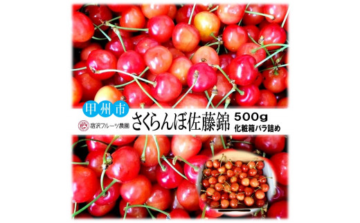 【宿沢フルーツ農園】のさくらんぼ 佐藤錦500g化粧箱 バラ詰め(SF) 2023年先行予約 B12-144