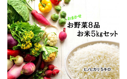 FN010 　毎日使う野菜8品とお米5キロ（精米ヒノヒカリ）