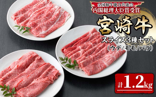 KU317 内閣総理大臣賞受賞の宮崎牛スライスセット 計1.2kg