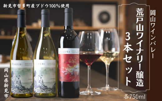岡山ワインバレー 荒戸山ワイナリー醸造の赤ワイン・白ワイン 3本セット 各750ml 777332 - 岡山県新見市