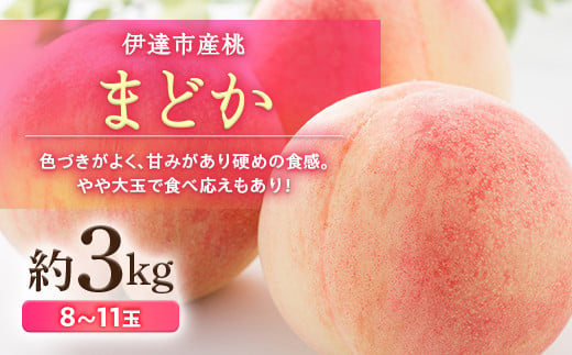 福島の桃 まどか 3kg （8～11玉） 先行予約 フルーツ 果物 伊達市産桃 もも モモ momo F20C-501 289173 - 福島県伊達市