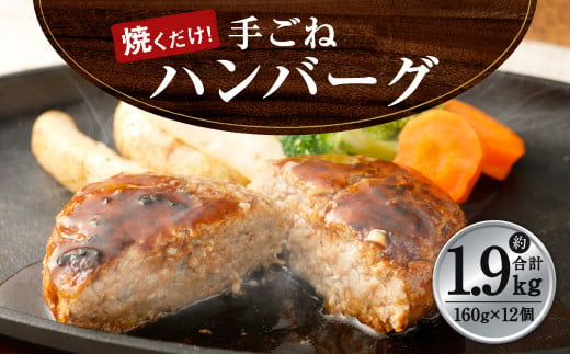 手ごね ハンバーグ 約1.92kg（160g×12個）牛肉 豚肉 260685 - 熊本県水俣市