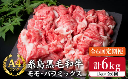 【 全6回 定期便 】 A4 ランク 糸島 黒毛 和牛 切り落とし 1kg × 6回《糸島》【糸島ミートデリ工房】 [ACA146] 409485 - 福岡県糸島市