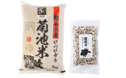 【定期便6ヵ月】熊本県菊池産 ヒノヒカリ 5分づき米 5kg×2袋 もち麦入り雑穀米 200g×2袋 計62.4kg