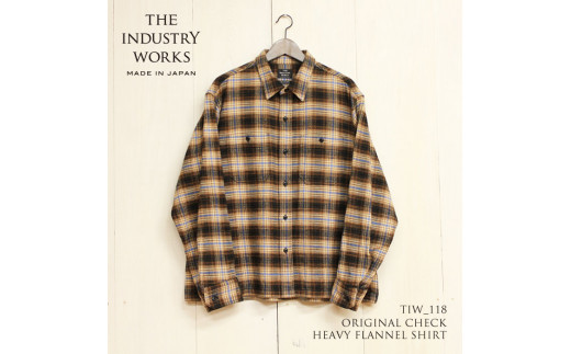 播州織ヘビーフランネルメンズシャツ「THE INDUSTRY WORKS」（1着）【TIW_118（ブラウンチェック）】Lサイズ（59-19）
