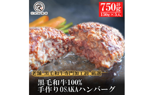 【創業100年老舗食肉加工卸厳選】黒毛和牛100%手作りOSAKAハンバーグ150g×5個【国産 冷凍 ハンバーグ 大阪府 松原市 】 882131 - 大阪府松原市