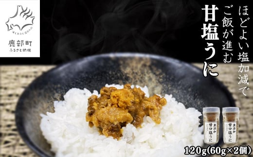 北海道のウニだけで作った甘塩うに 120g (60g×2) キタムラサキウニ