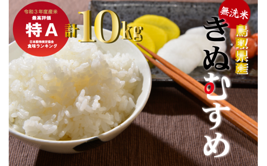 ＜無洗米＞鳥取県産きぬむすめ（５ｋｇ×２袋）令和５年産 新米 お米 米 こめ コメ 無洗米 きぬむすめ
