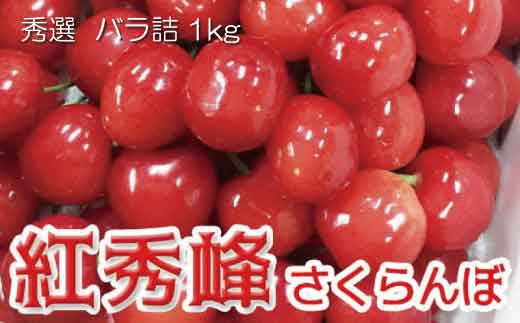 [No.5657-2555]紅秀峰 さくらんぼ 秀品 約1kg（バラ詰）《黒岩果樹園》■2023年発送■※6月下旬頃～7月上旬頃まで順次発送予定