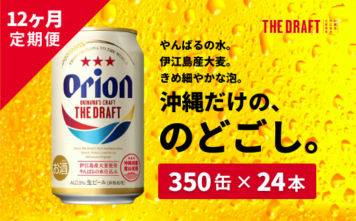 １２ヶ月定期便【オリオンビール】ザ・ドラフト （350ml×24缶入）