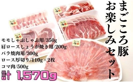 まごころ豚 約1.5kgセット(しゃぶしゃぶ・ロース・こま切れ等) 焼き肉 バラ 肩ロース 250707 - 茨城県鉾田市