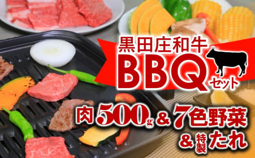 【神戸ビーフ素牛】黒田庄和牛BBQセット 肉500g+7色野菜　(35-4)