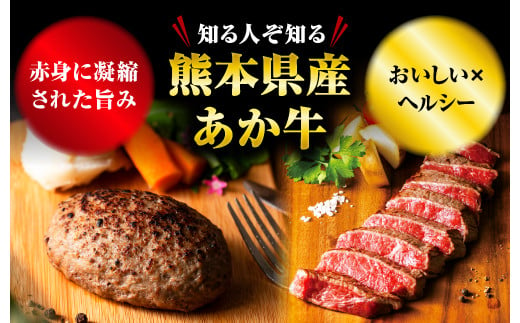 【熊本県産】 あか牛 を堪能できる ステーキ と ハンバーグ セット モモステーキ