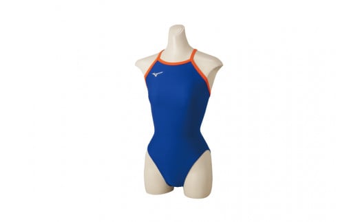 ミズノ　㉘競泳練習水着EXER SUITS（ウィメンズミディアムカットジュニアサイズ）ブルー×オレンジ　サイズ：１２０（ジュニア） 741755 - 三重県四日市市