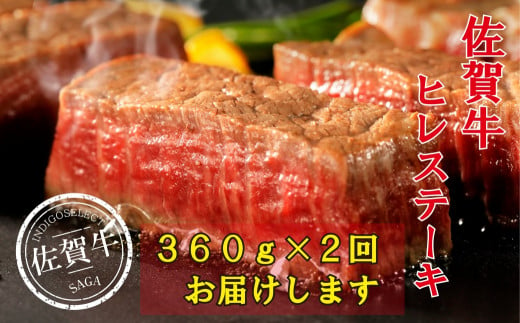 [定期便:2回]佐賀牛ひれステーキ720g(360g×2回)