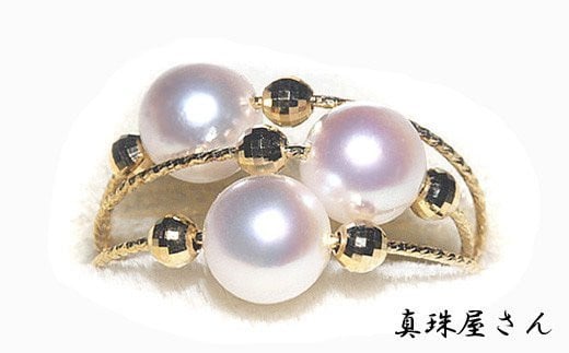 【065-02】真珠屋さん　誰もが可愛く！アコヤ真珠　リングK18／K18WG【フリーサイズ】*