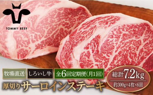 【牧場直送】【6回定期便】佐賀県産 しろいし牛 厚切り サーロインステーキ 1.2kg（約300g×4枚）【有限会社佐賀セントラル牧場】 [IAH158] 304143 - 佐賀県白石町