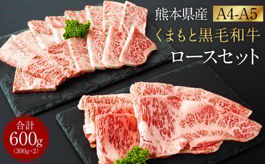 A4 A5 くまもと黒毛和牛 ロースセット 合計600g (焼肉用300g すき焼き用300g)