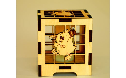 木製キューブ型LEDランタン☆村のマスコット「ピータン」入り☆[AG1-1B] 306512 - 北海道中札内村