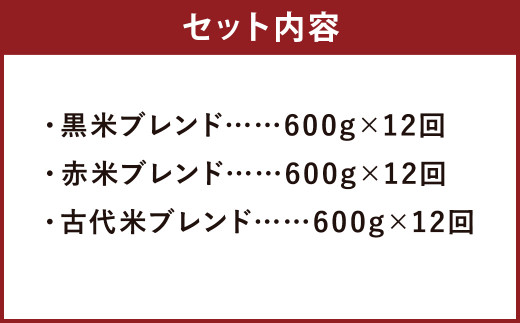 【12ヶ月定期便】熊本県 菊池産 もち麦入り雑穀米 贅沢ブレンド 計21.6kg 600g×3種