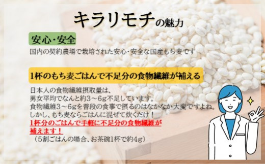 国産もち麦キラリモチ6kg(1kg×6個) 定期便6ヶ月