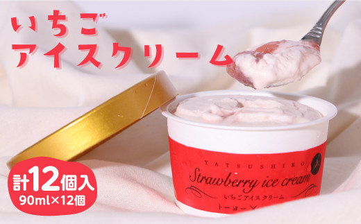 いちごアイスクリーム 12個入 90ml×12個 苺 アイス 八代市