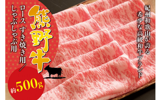 希少和牛 熊野牛ロース すき焼き用 約500g ＜冷蔵＞ すき焼き 牛肉 肉 赤身 ロース 和牛 763265 - 和歌山県串本町