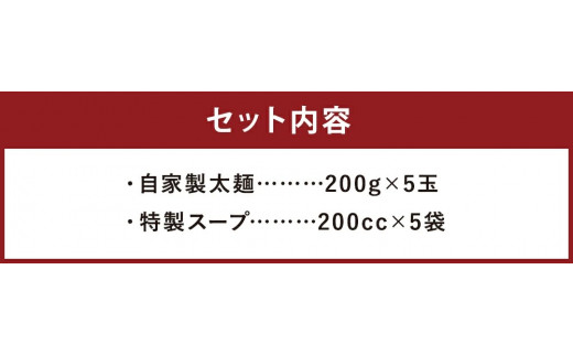 【長崎で行列ができるラーメン店】つけ麺 5食分 セット 太麺