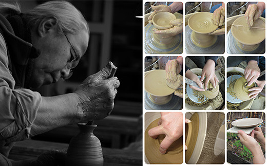 大杉皿窯は、創業46年、家族4人で運営しています。
土物ならではの温かみのある作品を日々作陶しています。