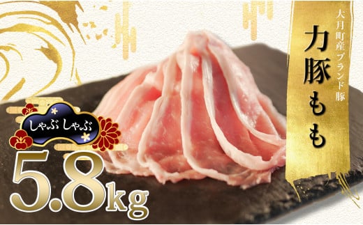 【高知県 大月町産ブランド豚】力豚もも　しゃぶしゃぶ5.8kg 790710 - 高知県大月町