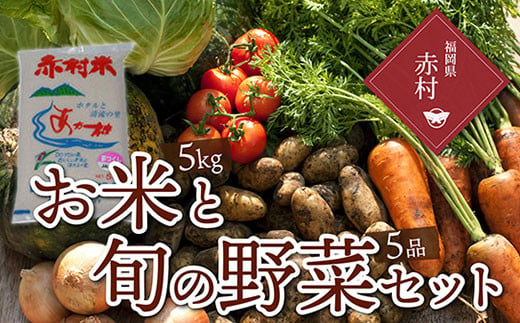 赤村産「夢つくし」5kgと厳選の旬の野菜セット(野菜5品) E6