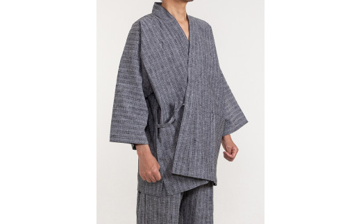 [紺・Lサイズ]織り・縫製 地元遠州製 ネップ刺子作務衣