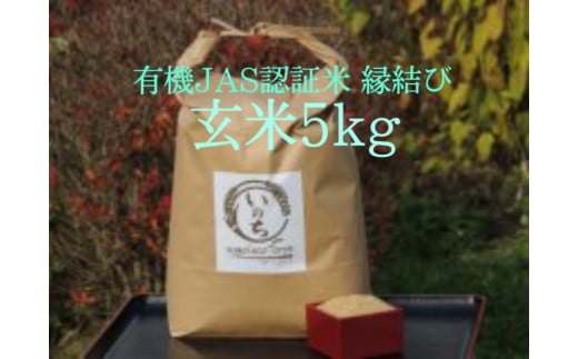 有機JAS認証米「縁結び」玄米５kg 308474 - 福島県喜多方市