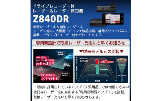 ◆ユピテル◆Z840DRドライブレコーダー付きレーザー＆レーダー探知機