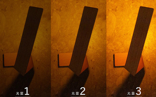 LEDライト内蔵の３段階調光（※画像はツイスト型ランプのものです。）