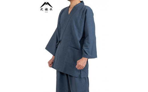 061-31　【黒・Lサイズ】静岡県認定ブランド「武襯衣」　網目織作務衣