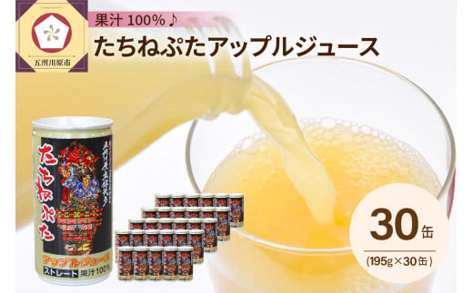 青森りんごジュースストレート100％果汁(１箱30本入)たちねぷた缶【ねぶた立佞武多】