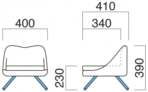 G128　ＱＵＯＮチェア ラッテ カラー５色（子供用椅子／ローチェア／リビング）ブルー×シルバー