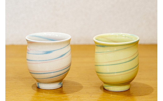 理創夢工房「虹雪シリーズ/湯呑み:2個セット」[カラー:黄・白]