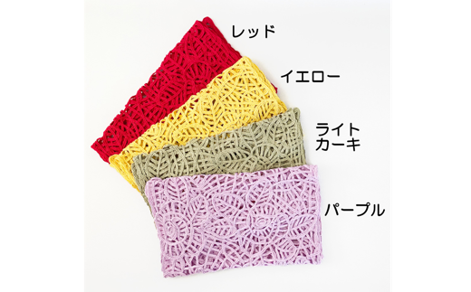 コード刺繍　シルク100％雪椿柄ショートマフラー　レッド 595026 - 新潟県五泉市