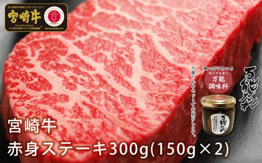 S-3 宮崎牛 赤身 ステーキ 150g×2枚 計300g 万能だれ付き