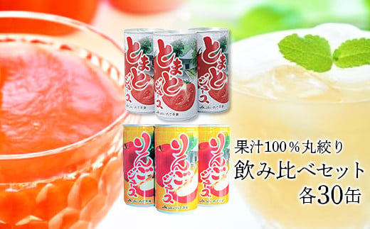 JAいわて平泉 とまとジュース(190g×30缶)・りんごジュース(195g×30缶)飲み比べセット 363242 - 岩手県一関市