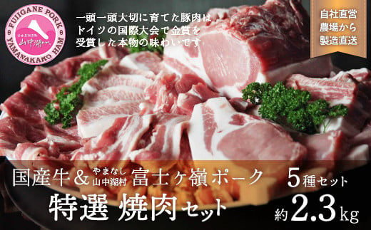 【特選】国産牛・富士ヶ嶺豚の焼肉セット 363850 - 山梨県山中湖村