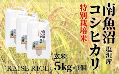 【新米予約９／１５発送スタート】令和６年度産 南魚沼産塩沢コシヒカリ（特別栽培米８割減農薬）玄米５ｋｇ×３個 450313 - 新潟県南魚沼市