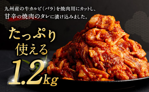 国産 牛カルビ タレ漬け 焼肉 1.2kg (300g×4パック)