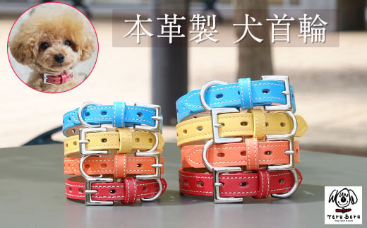 【10-38】犬首輪　本革製　ペット用品　小型犬　中型犬　犬用品　犬グッズ　犬用首輪　日本製