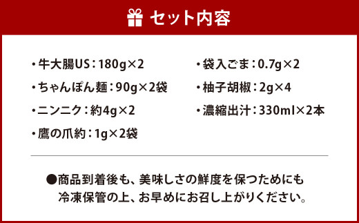 福岡 もつ鍋 セット 2人前×2組 ちゃんぽん麺付き