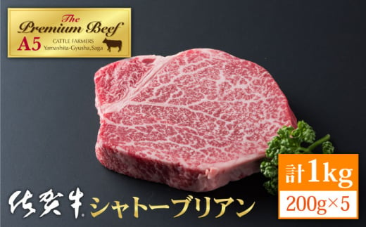 【2024年12月発送】佐賀牛 シャトーブリアン 1.0kg ( 200g×5枚 ) 【山下牛舎】 [HAD032] 380251 - 佐賀県江北町