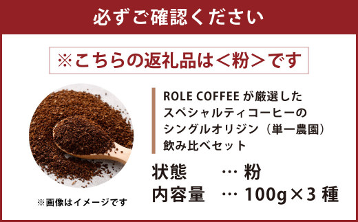 コーヒー豆 100g×3種（粉）シングルオリジン飲み比べセット
